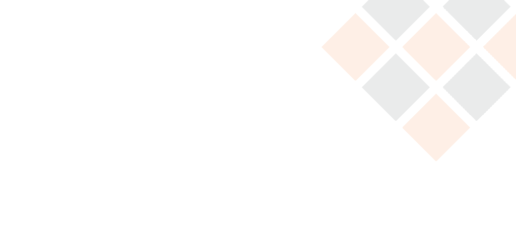 Four diamond shapes, two light gray and two light peach, are arranged in a square pattern on the upper right side of a plain light gray background.