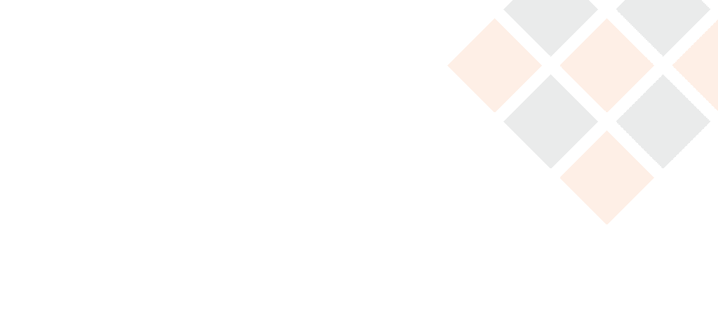 Four diamond shapes, two light gray and two light peach, are arranged in a square pattern on the upper right side of a plain light gray background.